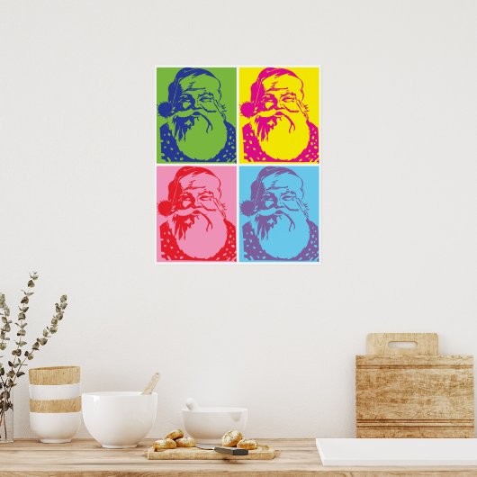 サンタポップ・アートのアートメリークリスマス ポスター (キッチン)