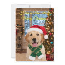 サンタポーズのわんこ クリスマスパーティー招待状カード