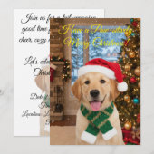 サンタポーズのわんこ クリスマスパーティー招待状カード 招待状 (正面/裏面)