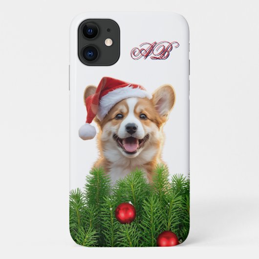 サンタポーズのコーギー ホリデーiPhoneデザイン Case-Mate iPhoneケース (裏面)