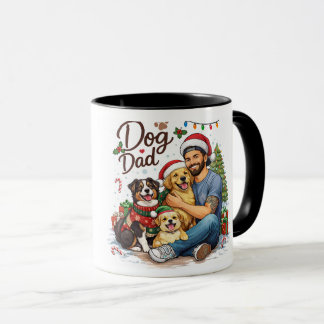 サンタポーズの犬のお父さんクリスマスマグカップ – かわいいホリデーグッズ マグカップ