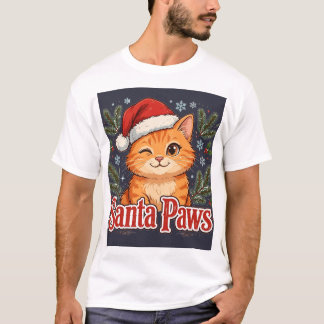 サンタポーズの猫 - クリスマス Tシャツ
