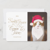 サンタポーズは町にコミンペットおもしろい写真サンタ シーズンカード (正面)