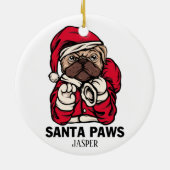 サンタポーズクリスマスイングリッシュブルドッグギフトアイディア セラミックオーナメント (裏面)