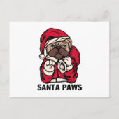 サンタポーズクリスマスイングリッシュブルドッグギフトアイディア ポストカード (正面)