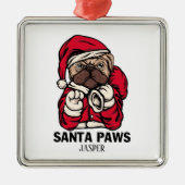 サンタポーズクリスマスイングリッシュブルドッグギフトアイディアCe メタルオーナメント (正面)