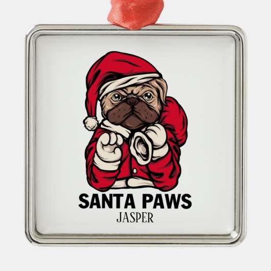 サンタポーズクリスマスイングリッシュブルドッグギフトアイディアCe メタルオーナメント (正面)