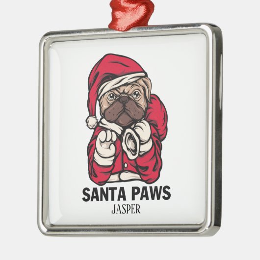 サンタポーズクリスマスイングリッシュブルドッグギフトアイディアCe メタルオーナメント (左)