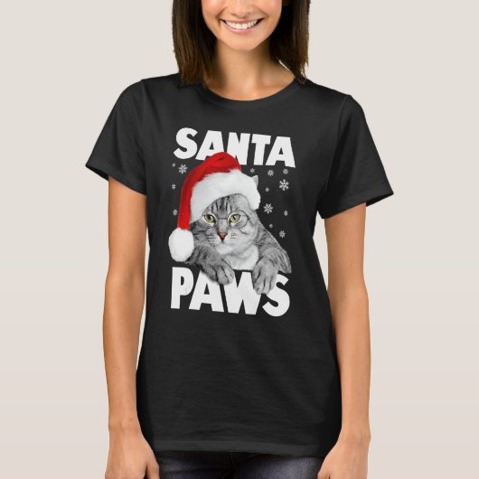 サンタポーズクリスマスキティおもしろいネコ1 Tシャツ (正面)