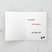 サンタポーズクリスマスブラックタンフランスのブルドッグ カード (内部)