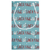 サンタポーズクリスマスポープリントと雪片 スモールペーパーバッグ (裏面)