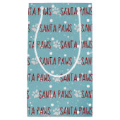 サンタポーズクリスマスポープリントと雪片 スモールペーパーバッグ (正面)