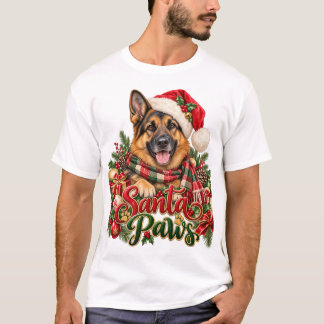 サンタポーズジャーマンシェパード クリスマスTシャツ Tシャツ