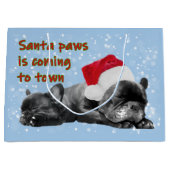 サンタポーズブルフランスのドッグフェスティバル ラージペーパーバッグ (正面)