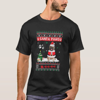 サンタポーズプグメリークリスマスドッグクリスマス Tシャツ
