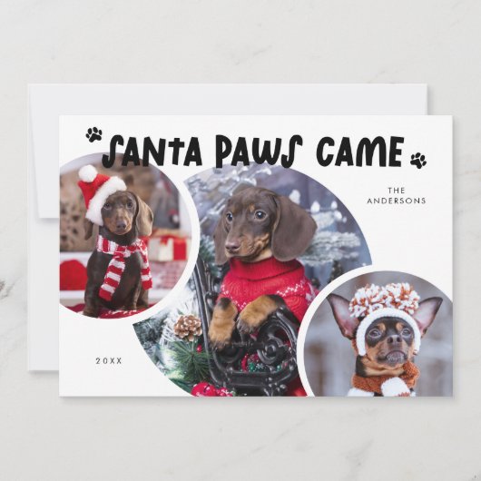 サンタポーズホワイトドッグフォトホリデーカード シーズンカード (正面)