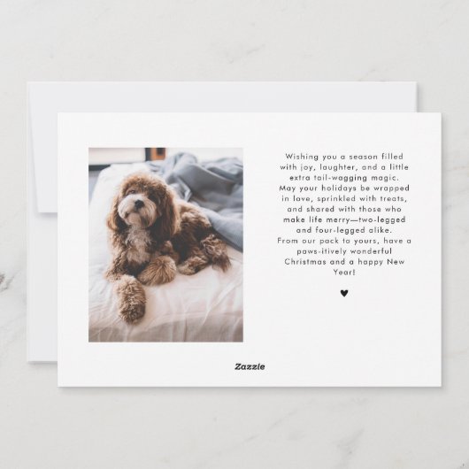 サンタポーズホワイトドッグフォトホリデーカード シーズンカード (裏面)