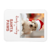 サンタポーズ準備ができて待ち – 犬好きクリスマス マグネット (横)