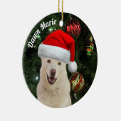 サンタポーズ – クリスタルザハスキードッグパーソナライズされたO セラミックオーナメント (右)