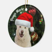 サンタポーズ – クリスタルザハスキードッグパーソナライズされたO セラミックオーナメント (左)