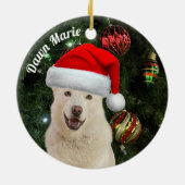 サンタポーズ – クリスタルザハスキードッグパーソナライズされたO セラミックオーナメント (裏面)