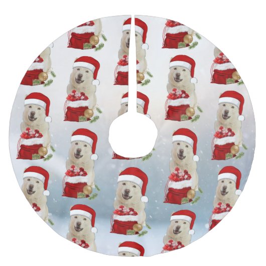 サンタポーズ – クリスタルザハスキードッグ ブラッシュドポリエステルツリースカート (正面)