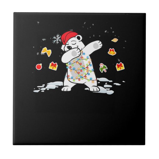 サンタポーラベアークリスマスライトベアー恋人 タイル (正面)