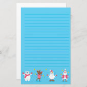 サンタポーラベア雪だるまトナカイ文房具 便箋 (正面/裏面)