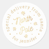 サンタポールクリスマスからの特別な配達 ラウンドシール (正面)