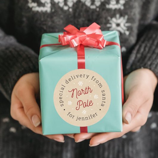 サンタポールクリスマスからの特別な配達 ラウンドシール