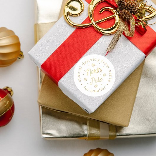 サンタポールクリスマスからの特別な配達 ラウンドシール