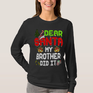 サンタマイ親愛ブラザーがパジャマのクリスマスおもしろいを手にした Tシャツ