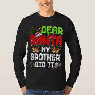 サンタマイ親愛ブラザーがパジャマのクリスマスおもしろいを手にした Tシャツ