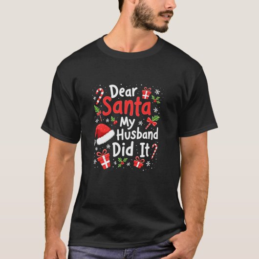 サンタマイ親愛夫は家族のクリスおもしろいマをやった Tシャツ (正面)