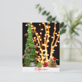 サンタマウスとクリスマスツリーのヴィンテージ シーズンポストカード (スタンド正面)