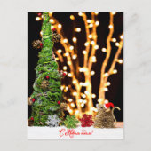 サンタマウスとクリスマスツリーのヴィンテージ シーズンポストカード (正面)