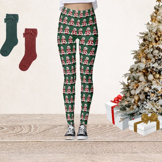 サンタマウスグリーンクリスマスレギンス レギンス