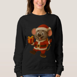 サンタマウス長袖Tシャツ | かわいいクリスマスG スウェットシャツ