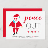 サンタマスク平和2021年のクリスマスおもしろい シーズンカード (正面/裏面)
