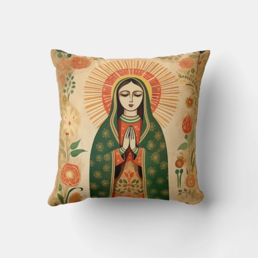 サンタマスペインのリアフォークアートヴァージンメアリー クッション (裏面)