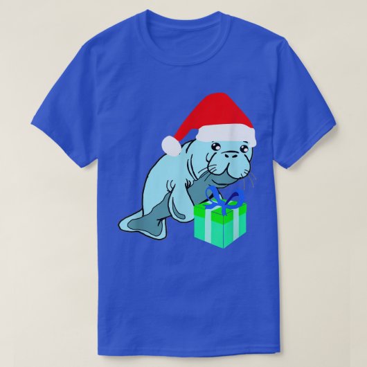 サンタマナティーおもしろい衣装デュゴンクリスマスキリスト Tシャツ (デザイン正面)
