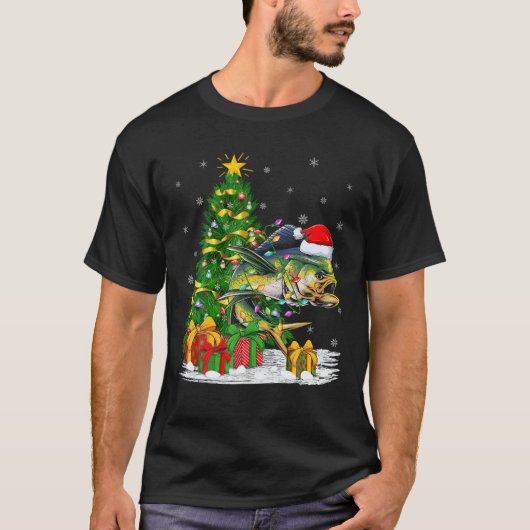 サンタマヒのクリストムに合うマヒの魚好き家族 Tシャツ (正面)