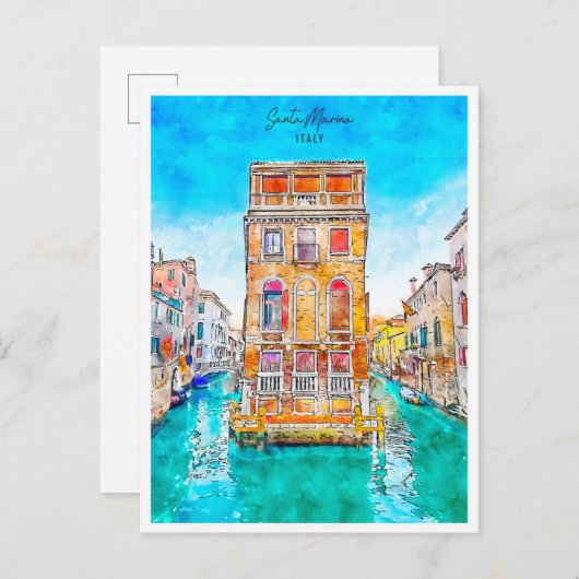 サンタマリーナイタリアのヴィンテージ旅行水の色 ポストカード (正面/裏面)