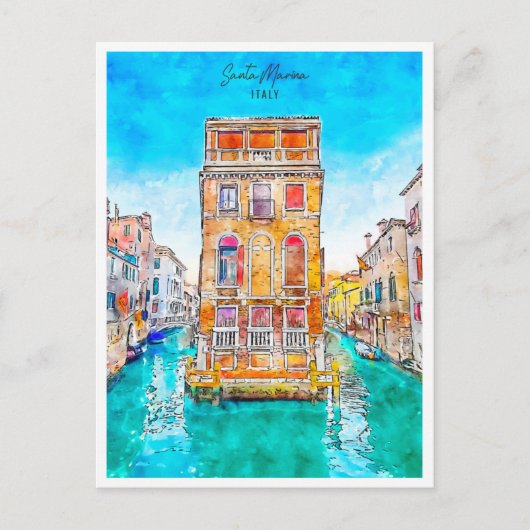 サンタマリーナイタリアのヴィンテージ旅行水の色 ポストカード (正面)