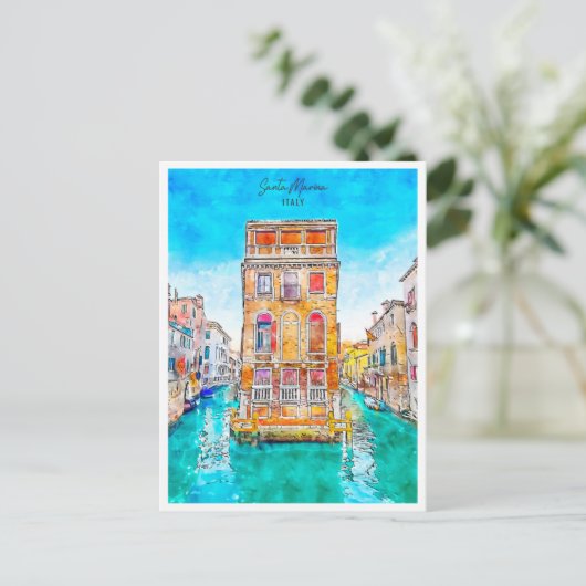 サンタマリーナイタリアのヴィンテージ旅行水の色 ポストカード (スタンド正面)