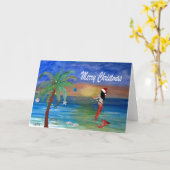 サンタマーメイドのクリスマス沿岸カード カード (黄色い花)