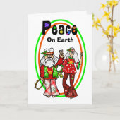 サンタミセスクロース・ヒッピー・クリスマスカード カード (黄色い花)