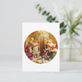 サンタミセス・クロースが子どものリストを作る シーズンポストカード (スタンド正面)