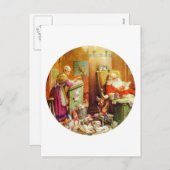 サンタミセス・クロースが子どものリストを作る シーズンポストカード (正面/裏面)