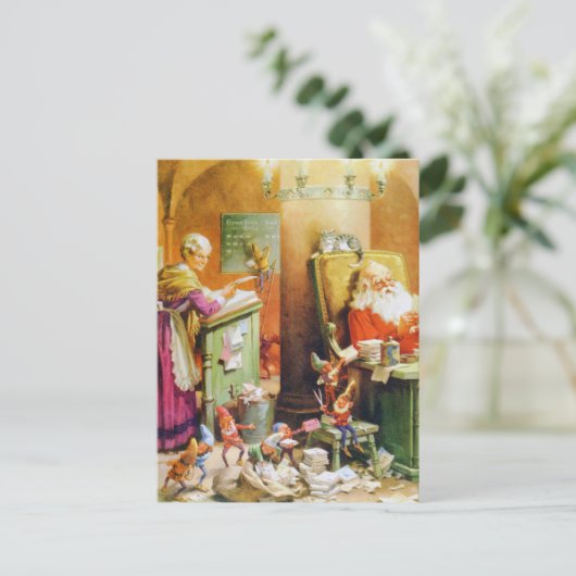 サンタミセス・クロースと北極地方の小妖精や小人 シーズンポストカード (スタンド正面)